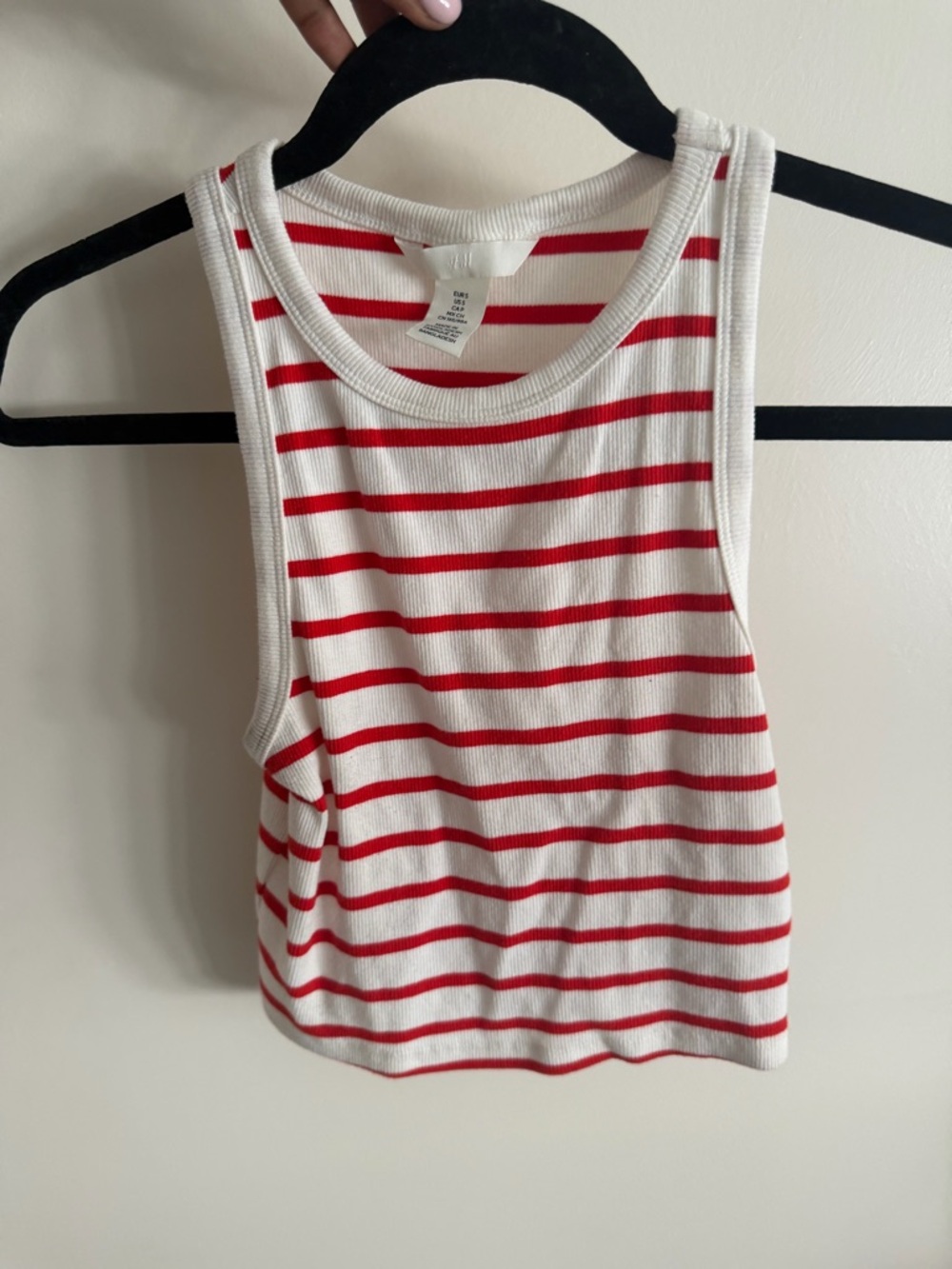 H&M White and Red Striped Ribbed Tank Top